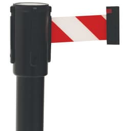 Poteau noir sangle rouge/blanc 5m base emboîtable noir - Image 2