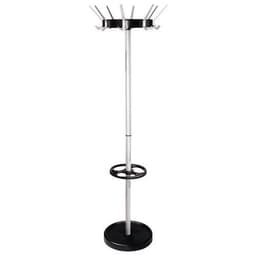 Portemanteau avec porte-parapluies Public 8 patères en alu noir/argent - Image principale
