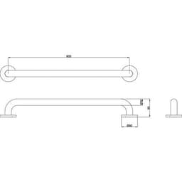 Barre de soutien - Ø 32 mm - 60 cm - Inox satiné - Image 2
