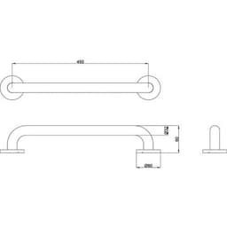 Barre de soutien - Ø 32 mm - 45 cm - Inox satiné - Image 2