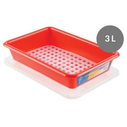 Bac plat HACCP avec couvercle et grille - GILAC, Coloris : Rouge - Image 2
