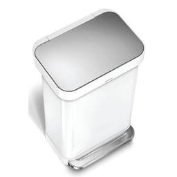 Poubelle à pédale rectangulaire inox 45L avec Liner Pocket, Coloris : Blanc - Image 3