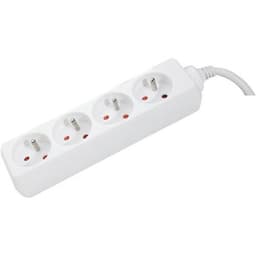 Multiprise 4 prises sans interrupteur blanche - 4,0 m - Image principale