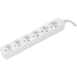 Multiprise 6 prises sans interrupteur blanche - 1,5 m - Image principale