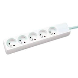 Multiprise 5 prises sans interrupteur blanche - 0,8 m - Image principale
