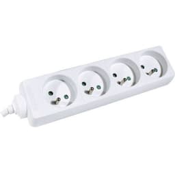 Multiprise 4 prises sans interrupteur blanche - 0,8 m - Image principale