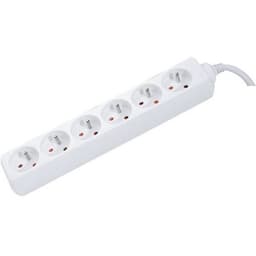 Multiprise 6 prises sans interrupteur blanche - 0,8 m - Image principale