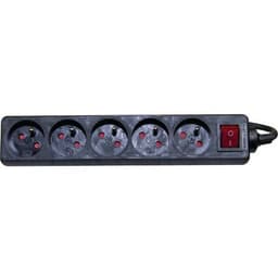 Multiprise 5 prises avec interrupteur noire - 4,0 m - Image principale