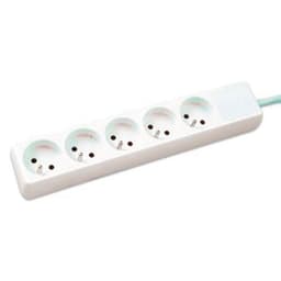 Multiprise 5 prises sans interrupteur blanche - 1,5 m - Image principale