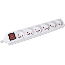 Multiprise 6 prises avec interrupteur blanche - 4,0 m - Image principale