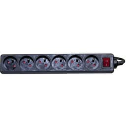 Multiprise 6 prises avec interrupteur noire - 1,5 m - Image principale