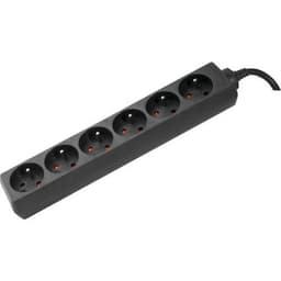 Multiprise 6 prises sans interrupteur noire - 1,5 m - Image principale