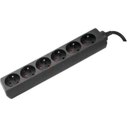 Multiprise 6 prises sans interrupteur noire - 4,0 m - Image principale