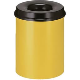 Poubelle à papier anti-feu - 15 L, Couvercle coloris : Noir, Coloris : Jaune - Image principale