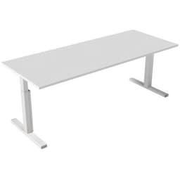 Bureau droit Inesa avec pied réglable en T Blanc 200 cm - Image principale