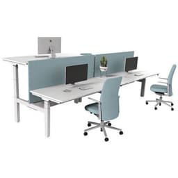 Bureau droit ergo Bench électrique 2 places Kelli Blanc 120 cm - Image 2