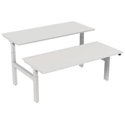 Bureau droit ergo Bench électrique 2 places Kelli Blanc 180 cm - Image principale