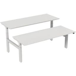 Bureau droit ergo Bench électrique 2 places Kelli Blanc 200 cm - Image principale