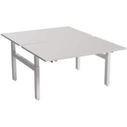 Bureau droit ergo Bench à manivelle 2 places pied en H Kelli Blanc 140 cm - Image principale