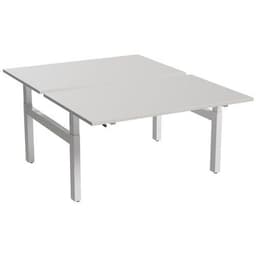 Bureau droit ergo Bench à manivelle 2 places pied en H Kelli Blanc 160 cm - Image principale
