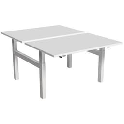 Bureau droit ergo Bench à manivelle 2 places pied en H Kelli Blanc 120 cm - Image principale