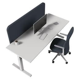 Bureau droit Kelli avec pied en T Blanc 160 cm Manivelle droite - Image 2