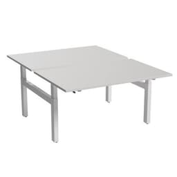 Bureau droit ergo Bench à manivelle 2 places pied en H Kelli Blanc 180 cm - Image principale