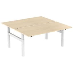 Bureau droit ergo Bench à manivelle 2 places pied en H Kelli Chêne 160 cm - Image principale