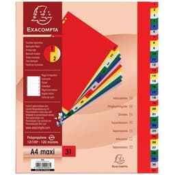 Lot de 20 Intercalaires imprimés pp couleurs 12/100e 31 positions A4+ - Image principale