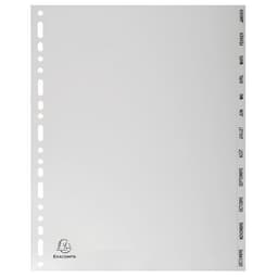 Lot de 10 Intercalaires mensuels gris janv-déc. 12 positions A4 maxi - Image principale