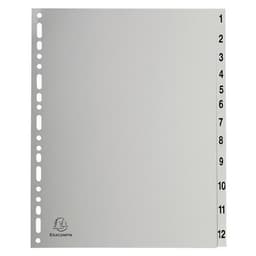 Lot de 10 Intercalaires numériques pp gris 12 positions A4 maxi - Image principale