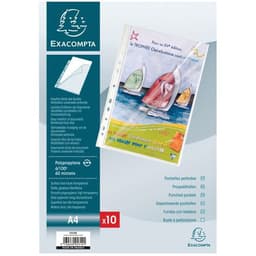 Lot de 10 Sachet de 10 pochettes perforées ouverture haut et côté A4 - Image principale