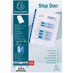 Lot de 4 Sachet de 25 pochettes perforées stop doc ouverture coin A4 - Image principale