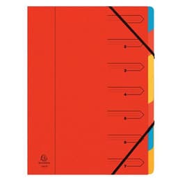 Lot de 12 trieurs agrafé avec élastiques 7 compartiments Rouge - Image principale