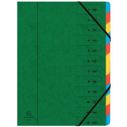 Lot de 8 trieurs agrafé avec élastiques 12 compartiments Vert - Image principale