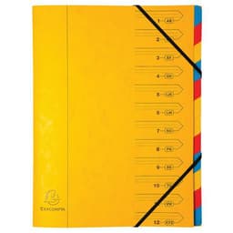 Lot de 8 trieurs agrafé avec élastiques 12 compartiments Jaune - Image principale