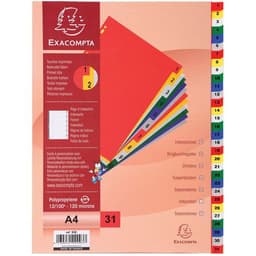 Set de 31 intercalaires imprimés numériques pp couleurs A4 (lot de 20) - Image principale