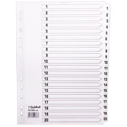 Lot de 15 Intercalaires à touches plastifiées - 20 touches 1 à 20 A4 - Image principale