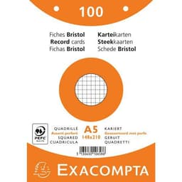 Paquet 100 fiches sous film quadrillé perforé 148x210mm - Image principale