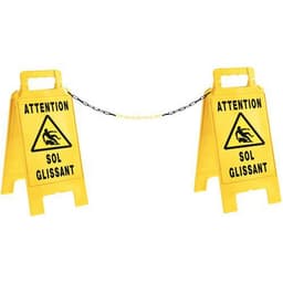 Kit 2 chevalet de signal. de danger jaune- Attention sol glissant + 5m de chaine - Image principale