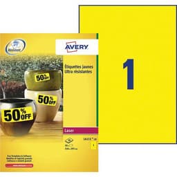 Lot de 20 Etiquettes ultra-résist polyester Laser Jaune 210x297mm - Image 2