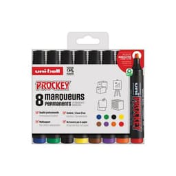 Pochette 8 marqueurs permanents pointe biseautée Prockey Uni-ball assortis - Image principale