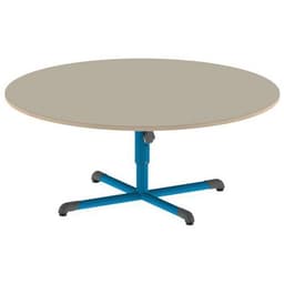 Table réglable Chloé ronde pied central plateau beige - Mobidecor - Image principale