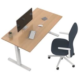 Bureau droit Kelli avec pied en T Chêne 120 cm Manivelle droite - Image 4