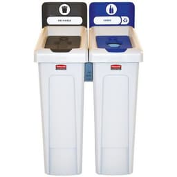 Station de recyclage Slim Jim 174L FR Noir et couvercle bouteilles Bleu - Image principale