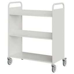 Chariot à livres 4 tablettes inclinées+1 droite double face blanc 9003 - Image principale