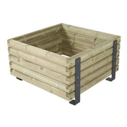 Jardinière Mylos 100 x 100 x 55cm pin piètement acier galva laqué gris RAL 7016 - Image principale
