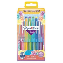 Pochette de 16 Paper Mate Flair Feutres de Coloriage, pointe moyenne 0,7 mm Couleurs tropicales et assorties - Image principale