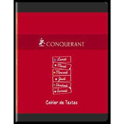 CONQUERANT Cahier de Textes 17x22cm Petits Carreaux 5mm 124 Pages Agrafées Couverture Carte Coloris Assortis - Image 2