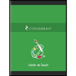 CONQUERANT Cahier Dessin 24x32cm Réglure Unie Blanche 16 Pages Agrafées Couverture Carte Coloris Assortis - Image 4